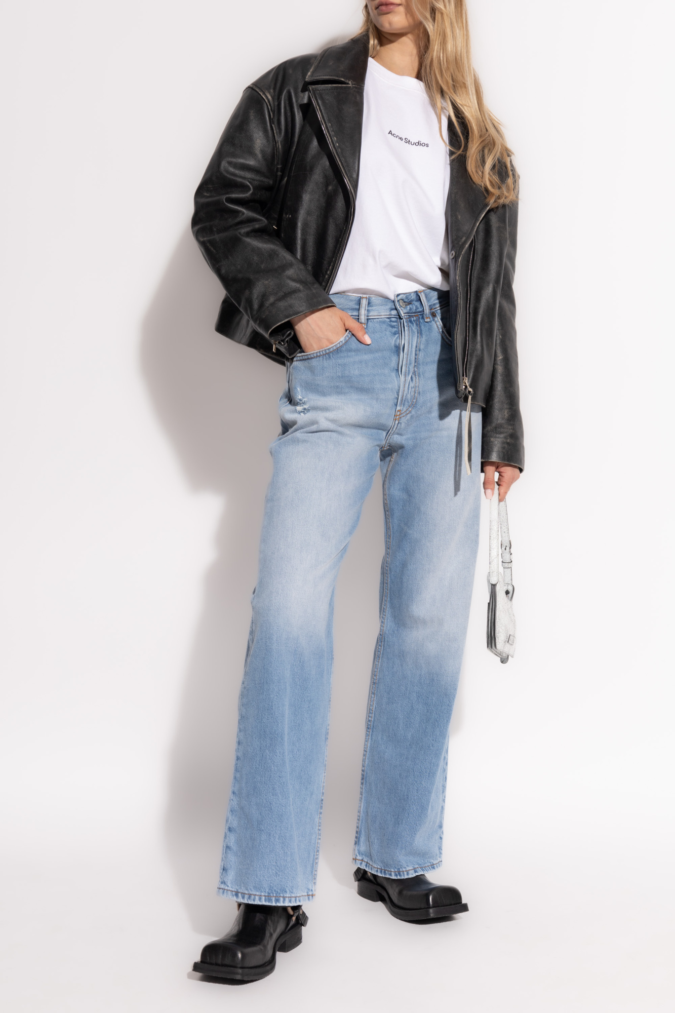 ACNE STUDIOS 2021F Brutus High-Rise Bootcut Jeans in Blue